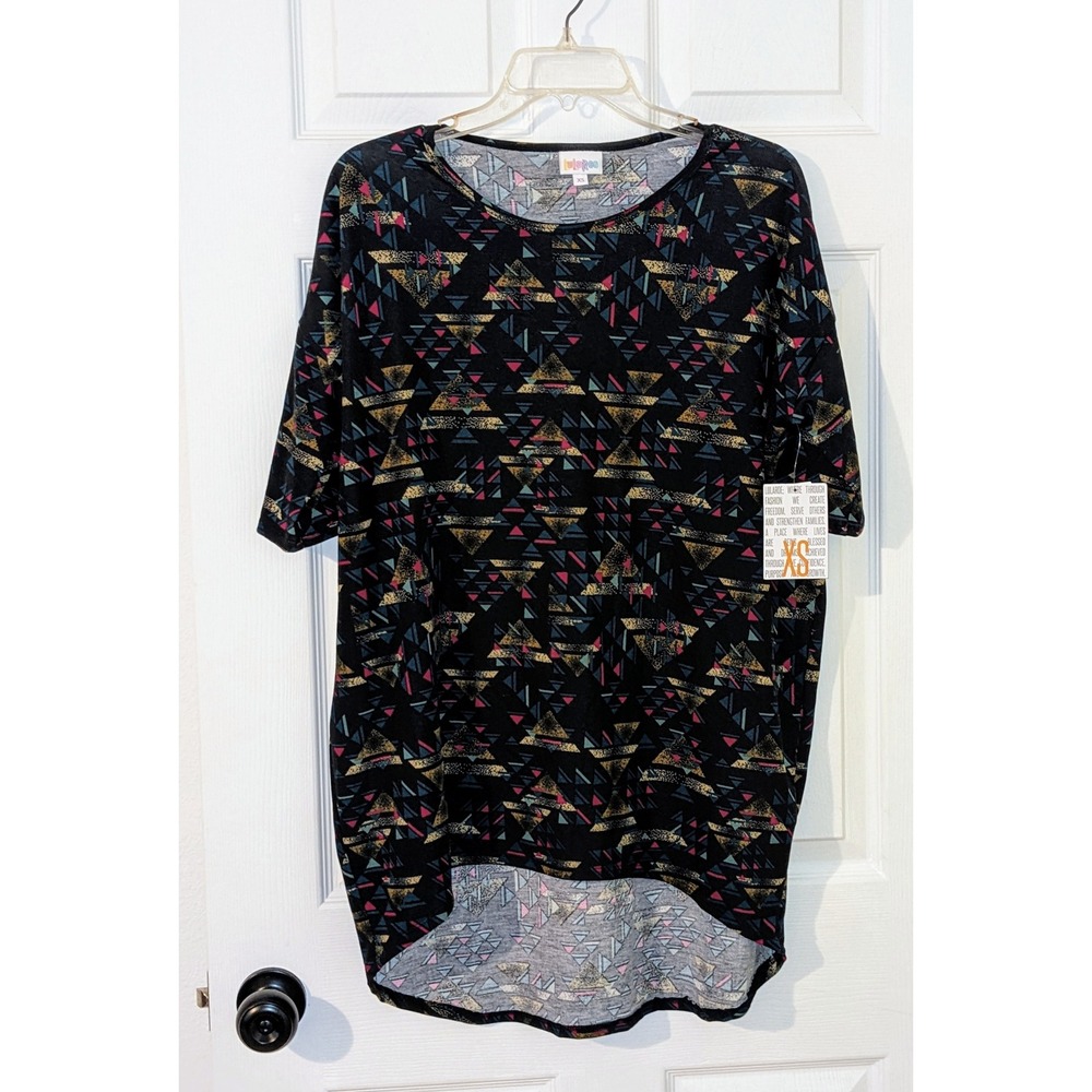 LuLaRoe Irma Tunic Top Geometric Print Short Sleeve Casual XS NWT